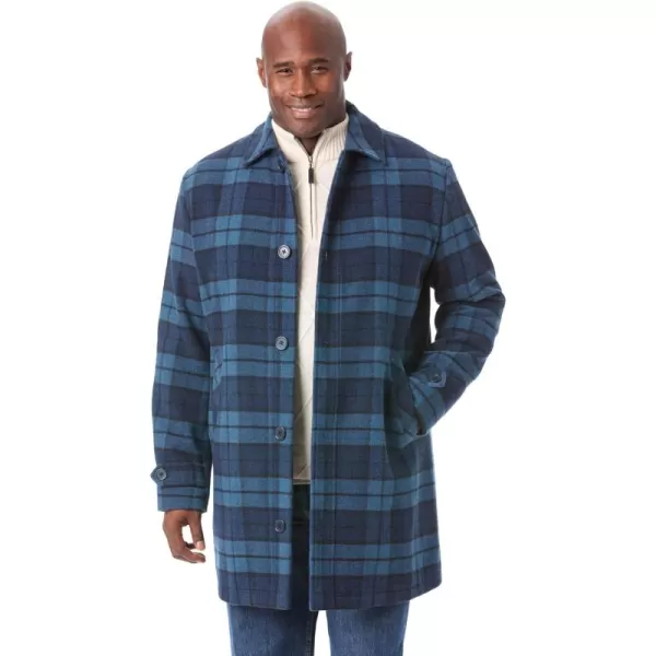 imageKingSize Mens Big ampamp Tall Tall Wool Dress CoatDark Blue Plaid