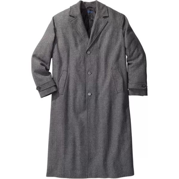 imageKingSize Mens Big ampamp Tall Tall WoolBlend Long OvercoatCharcoal Herringbone