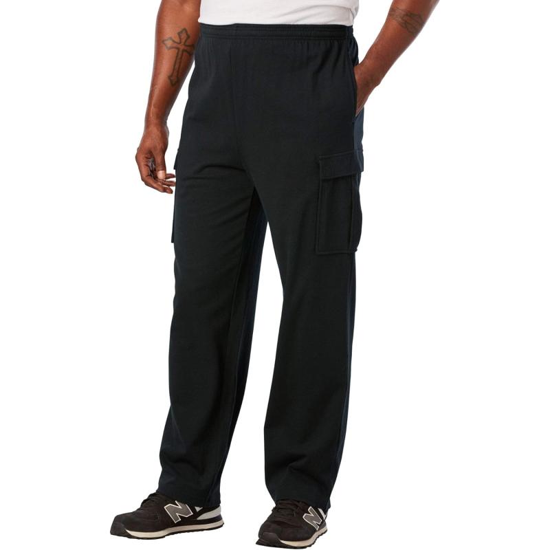 imageKingSize Mens Big ampamp Tall Lightweight Jersey Cargo SweatpantsBlack 0921