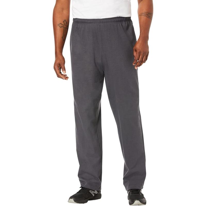 imageKingSize Mens Big ampamp Tall Lightweight Jersey Open Bottom SweatpantsCarbon
