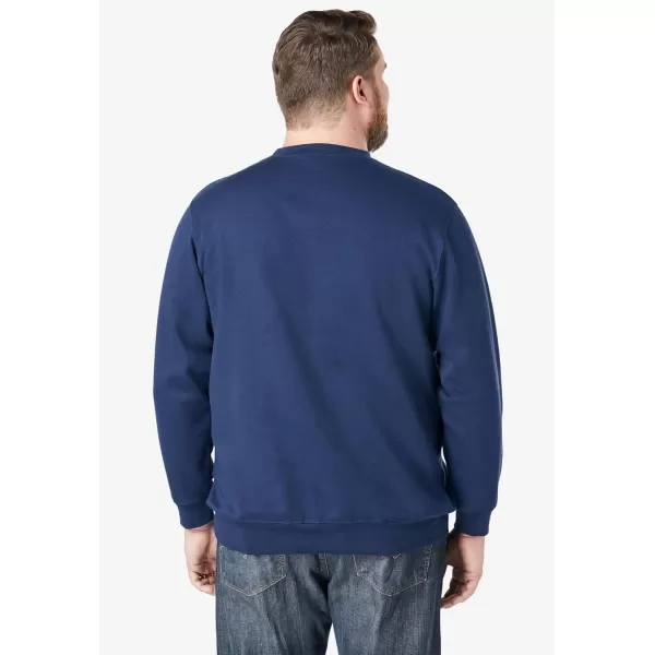 imageKingSize Mens Big ampamp Tall Fleece Crewneck SweatshirtNavy Marble