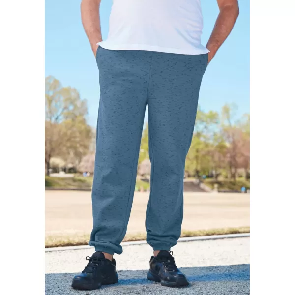 imageKingSize Mens Big ampamp Tall Fleece Elastic Cuff SweatpantsHeather Slate Blue 0908