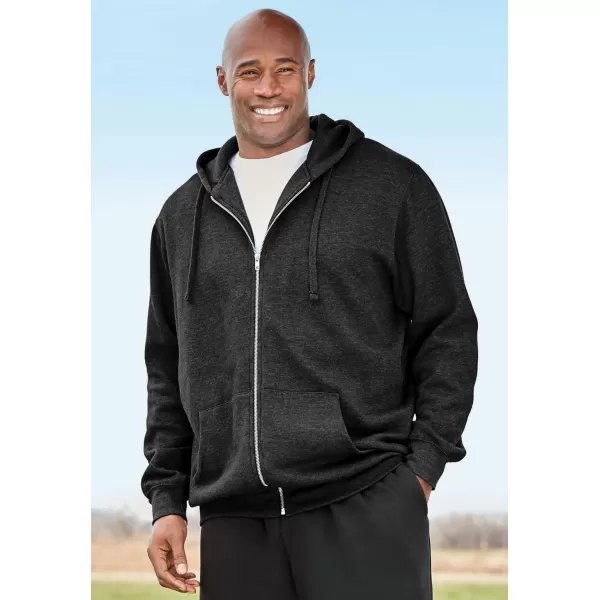 imageKingSize Mens Big ampamp Tall Fleece Zipfront Hoodie JacketBlack