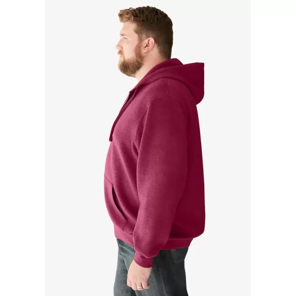 imageKingSize Mens Big ampamp Tall Fleece Zipfront Hoodie JacketBurgundy Marl