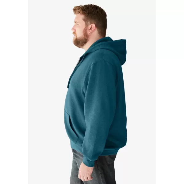 imageKingSize Mens Big ampamp Tall Fleece Zipfront Hoodie JacketHeather Midnight Teal