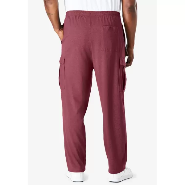 imageKingSize Mens Big ampamp Tall Lightweight Jersey Cargo SweatpantsHeather Deep Burgundy 2566