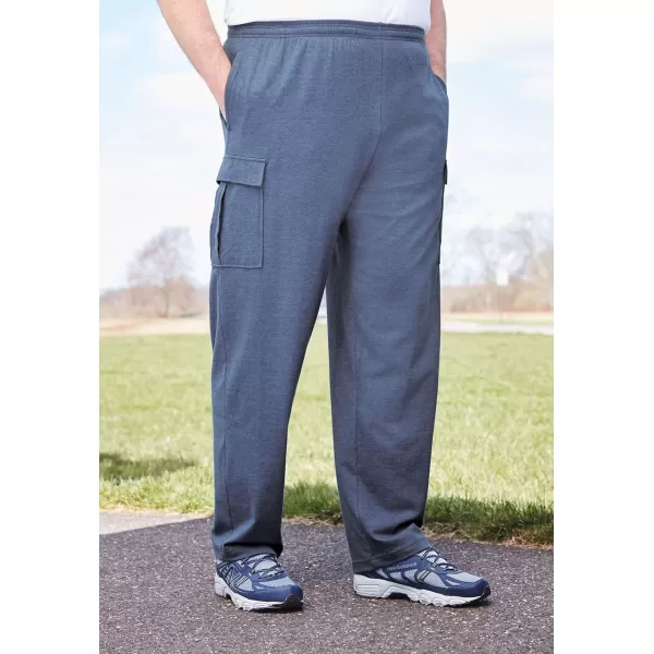 imageKingSize Mens Big ampamp Tall Lightweight Jersey Cargo SweatpantsHeather Slate Blue 1604