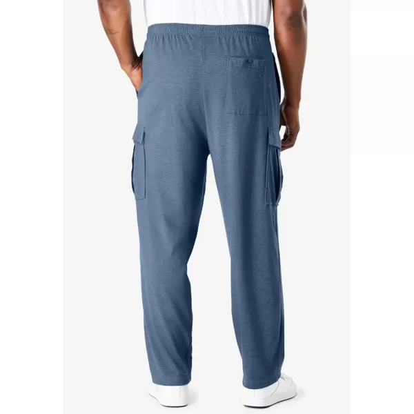 imageKingSize Mens Big ampamp Tall Lightweight Jersey Cargo SweatpantsHeather Slate Blue 1604