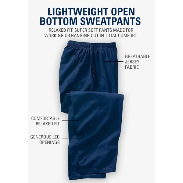 imageKingSize Mens Big ampamp Tall Lightweight Jersey Open Bottom SweatpantsHeather Gunmetal 2410