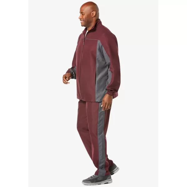 imageKingSize Mens Big ampamp Tall Long Sleeve Colorblock TracksuitDeep Burgundy Carbon Colorblock