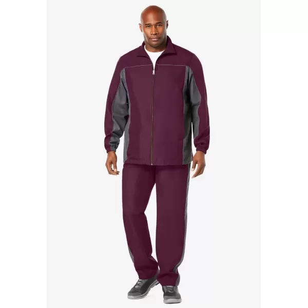 imageKingSize Mens Big ampamp Tall Long Sleeve Colorblock TracksuitDeep Burgundy Carbon Colorblock