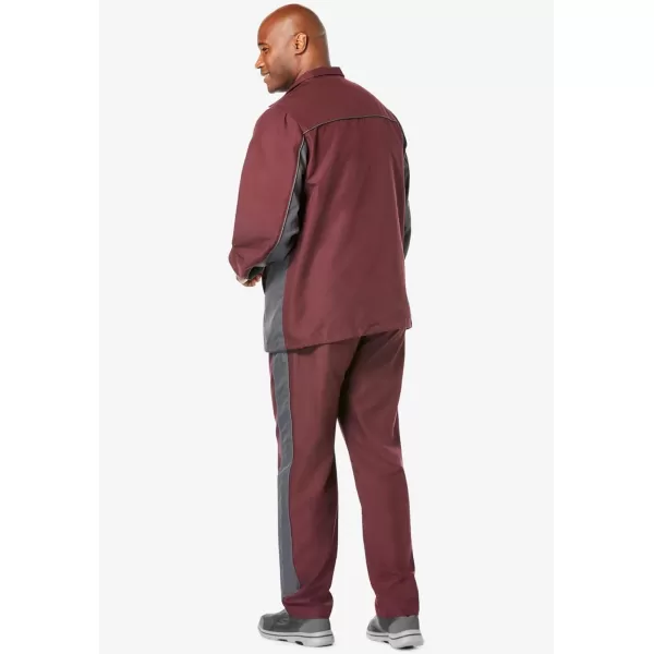 imageKingSize Mens Big ampamp Tall Long Sleeve Colorblock TracksuitDeep Burgundy Carbon Colorblock