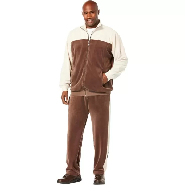 imageKingSize Mens Big ampamp Tall Colorblock Velour TracksuitDark Brown Stone