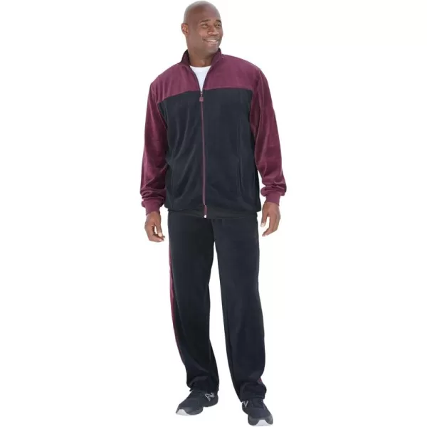 imageKingSize Mens Big ampamp Tall Colorblock Velour TracksuitDeep Burgundy Black