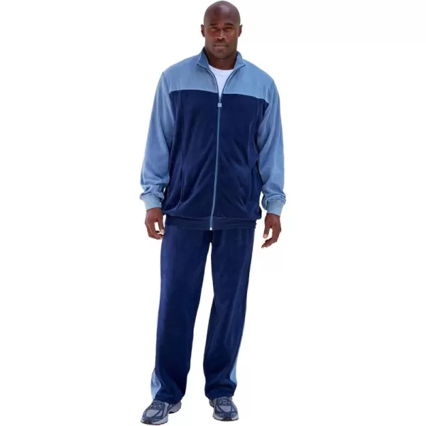 imageKingSize Mens Big ampamp Tall Colorblock Velour TracksuitNavy Slate Blue