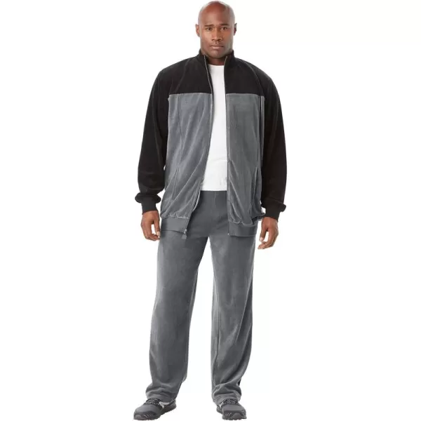 imageKingSize Mens Big ampamp Tall Colorblock Velour TracksuitSteel Black