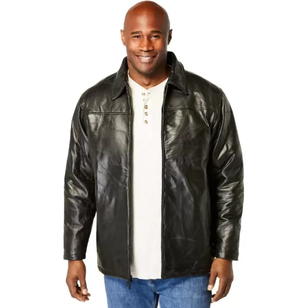 imageKingSize Mens Big ampamp Tall Embossed Leather JacketBlack