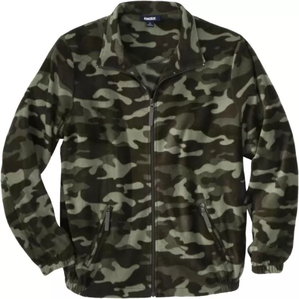 imageKingSize Mens Big ampamp Tall Explorer Plush Fleece FullZip JacketDark Green Camo