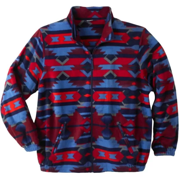 imageKingSize Mens Big ampamp Tall Explorer Plush Fleece FullZip JacketInk Blue Aztec