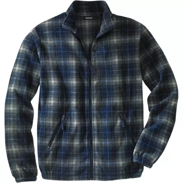 imageKingSize Mens Big ampamp Tall Explorer Plush Fleece FullZip JacketNavy Plaid