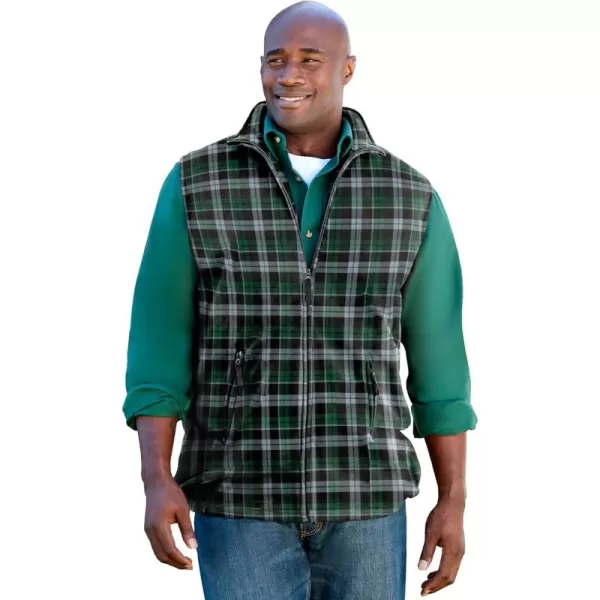 imageKingSize Mens Big ampamp Tall Explorer Plush Fleece Zip VestHunter Plaid