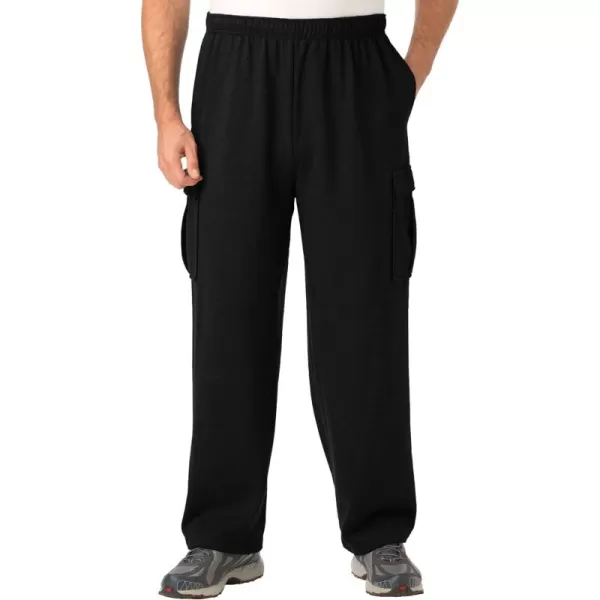 imageKingSize Mens Big ampamp Tall Fleece Cargo SweatpantsBlack 0025