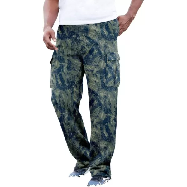 imageKingSize Mens Big ampamp Tall Fleece Cargo SweatpantsBrushstroke Camo