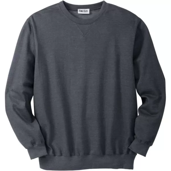 imageKingSize Mens Big ampamp Tall Fleece Crewneck SweatshirtHeather Charcoal