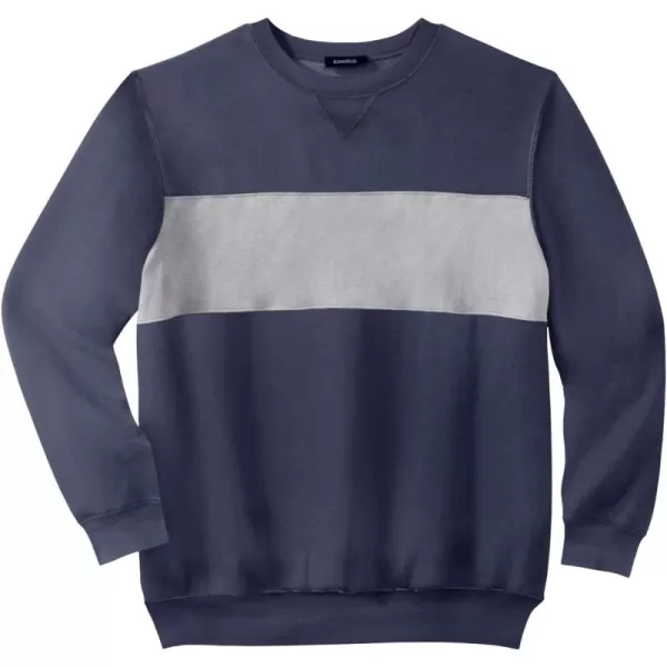 imageKingSize Mens Big ampamp Tall Fleece Crewneck SweatshirtNavy Colorblock