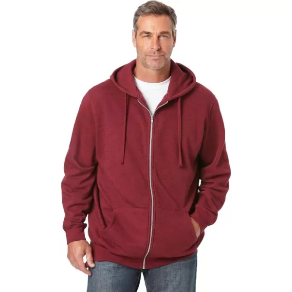 imageKingSize Mens Big ampamp Tall Fleece Zipfront Hoodie JacketBurgundy Marl