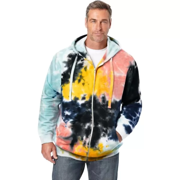 imageKingSize Mens Big ampamp Tall Fleece Zipfront Hoodie JacketCool Blue Marble