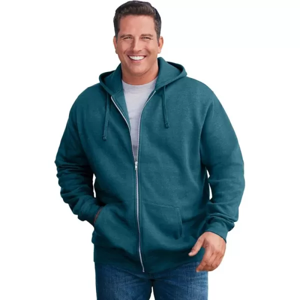 imageKingSize Mens Big ampamp Tall Fleece Zipfront Hoodie JacketHeather Midnight Teal