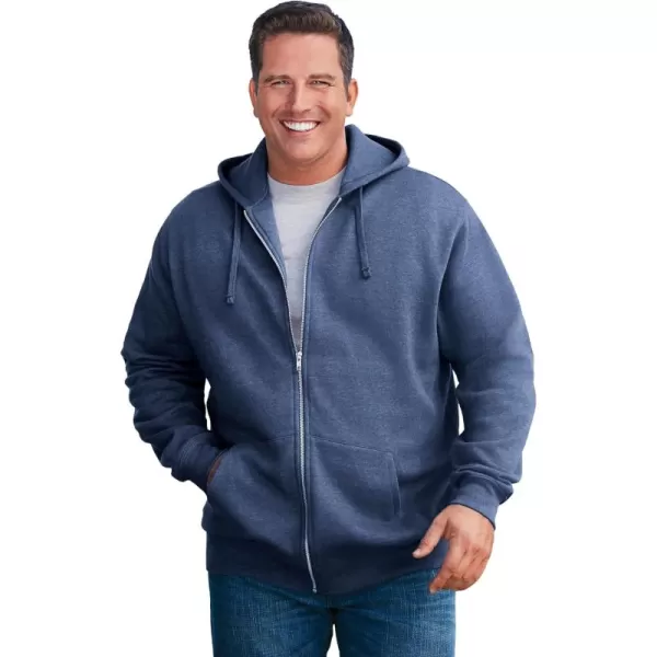 imageKingSize Mens Big ampamp Tall Fleece Zipfront Hoodie JacketHeather Slate Blue