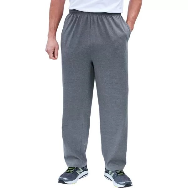 imageKingSize Mens Big ampamp Tall Lightweight Jersey Open Bottom SweatpantsHeather Slate 5887