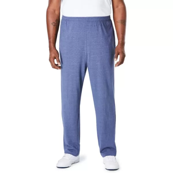 imageKingSize Mens Big ampamp Tall Lightweight Jersey Open Bottom SweatpantsHeather Slate Blue 1592