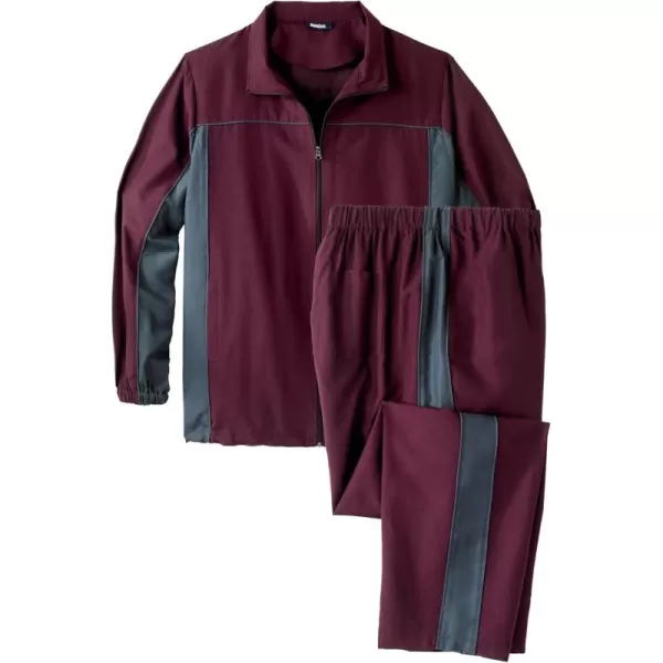 imageKingSize Mens Big ampamp Tall Long Sleeve Colorblock TracksuitDeep Burgundy Carbon Colorblock