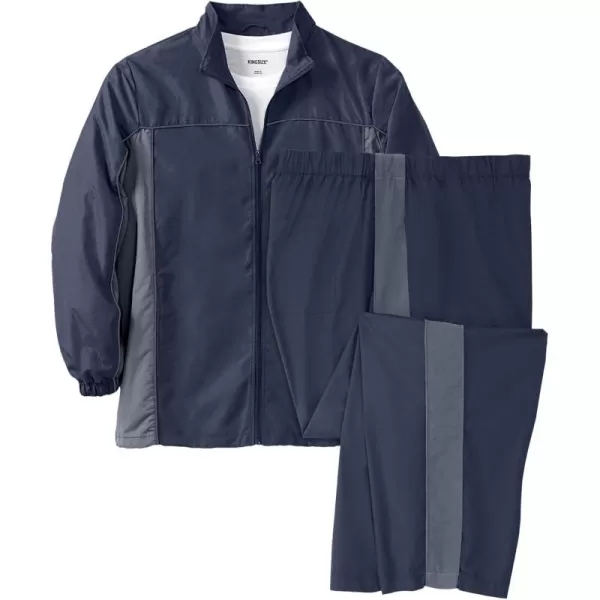 imageKingSize Mens Big ampamp Tall Long Sleeve Colorblock TracksuitNavy Colorblock