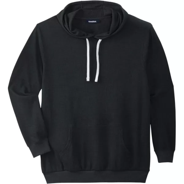 imageKingSize Mens Big ampamp Tall Tall WaffleKnit Thermal HoodieBlack