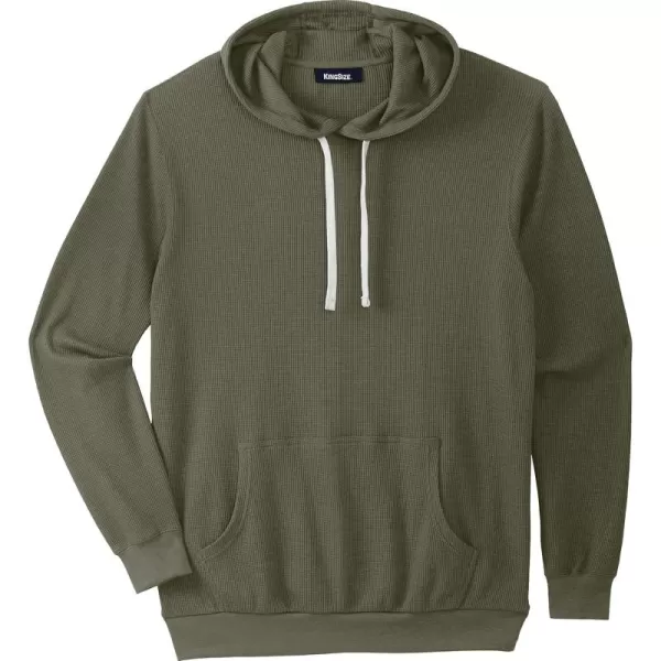 imageKingSize Mens Big ampamp Tall Tall WaffleKnit Thermal HoodieHeather Olive