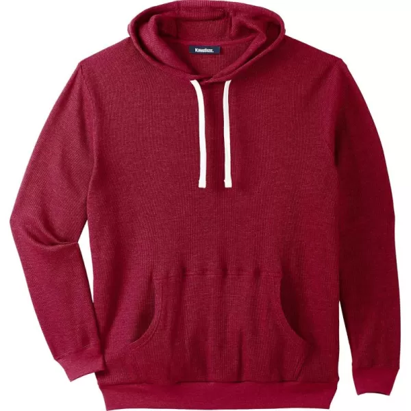 imageKingSize Mens Big ampamp Tall Tall WaffleKnit Thermal HoodieHeather Rich Burgundy