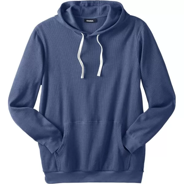 imageKingSize Mens Big ampamp Tall Tall WaffleKnit Thermal HoodieHeather Slate Blue