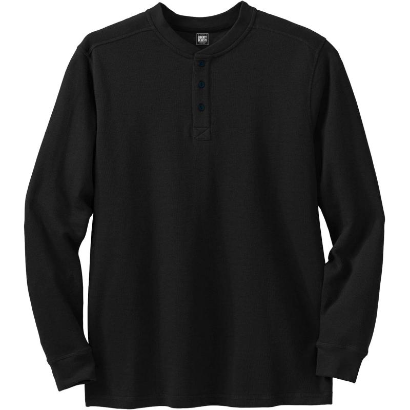 imageLiberty Blues by Kingsize Mens Big ampamp Tall Ribbed Knit HenleyBlack