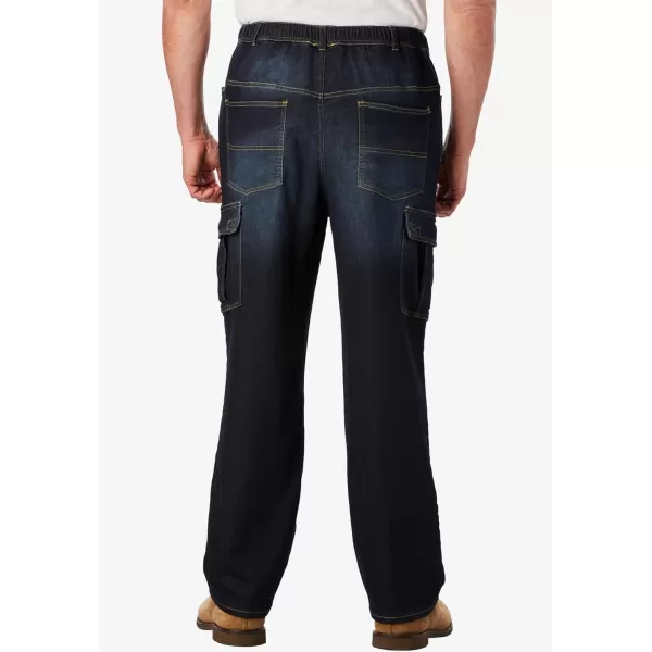 imageKingSize Mens Big ampamp Tall Relaxed Fit Cargo Denim Look SweatpantsIndigo 1654