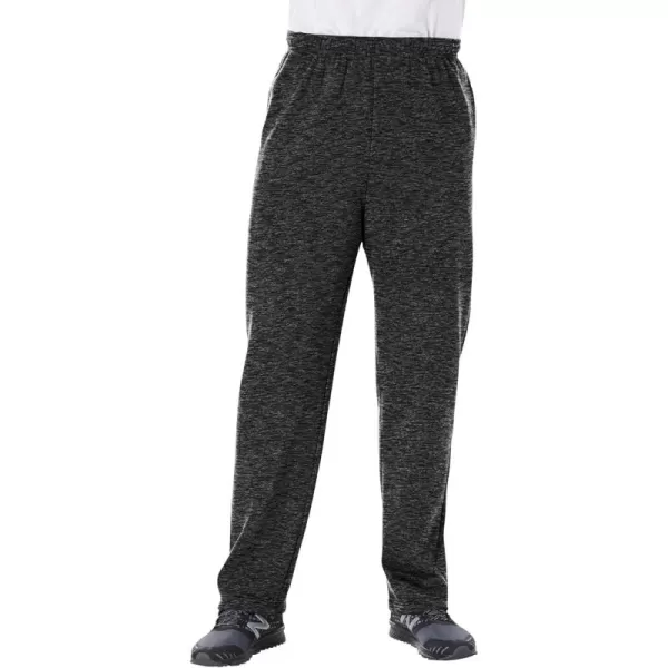 imageKingSize Mens Big ampamp Tall Fleece OpenBottom SweatpantsBlack White Heather 1265