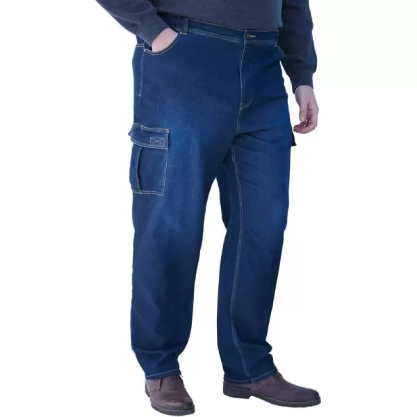 imageKingSize Mens Big ampamp Tall Relaxed Fit Cargo Denim Look SweatpantsIndigo 1654