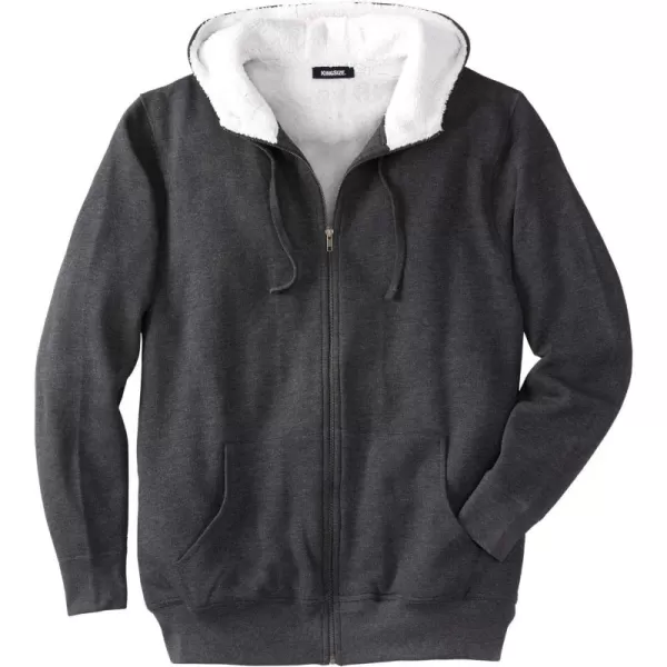 imageKingSize Mens Big ampamp Tall Sherpalined Fleece Zip Hoodie JacketHeather Charcoal