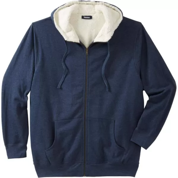 imageKingSize Mens Big ampamp Tall Sherpalined Fleece Zip Hoodie JacketHeather Navy