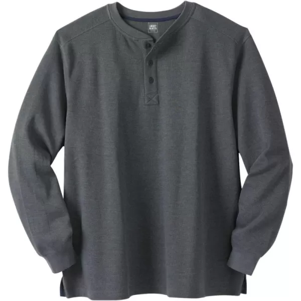 imageLiberty Blues by Kingsize Mens Big ampamp Tall Ribbed Knit HenleyHeather Slate