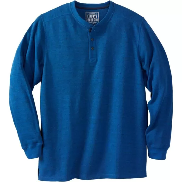 imageLiberty Blues by Kingsize Mens Big ampamp Tall Ribbed Knit HenleyRoyal Blue Marl