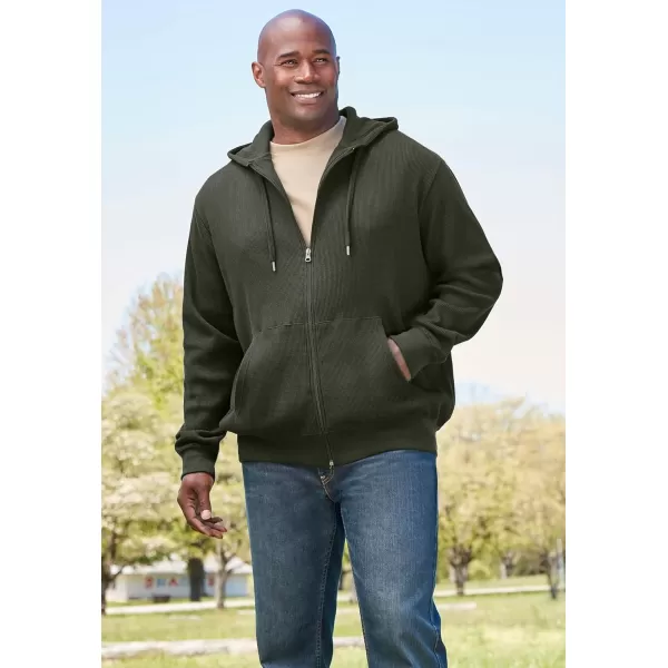 imageBoulder Creek by KingSize Mens Big ampamp Tall Thermal Waffle Zip HoodieForest Green